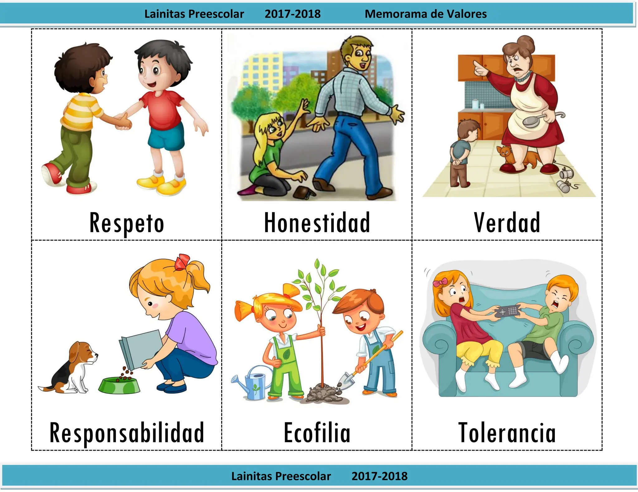 Memorama de valores para peques de preescolar | PDF