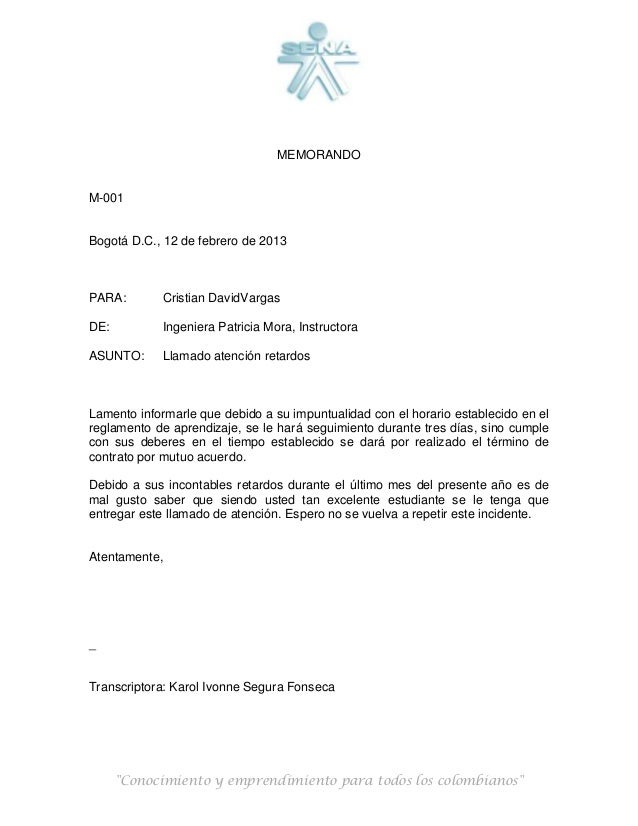 memorando memorandom 001bogot dc 12 de febrero de 2013para cristian davidvargasde ingeniera patricia