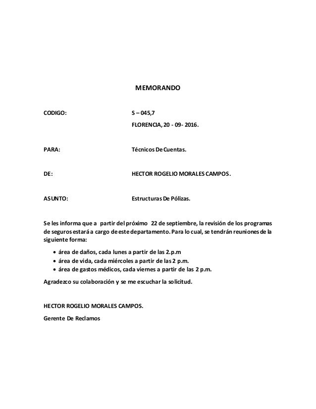 memorando codigo s 0457 florencia 20 09 2016