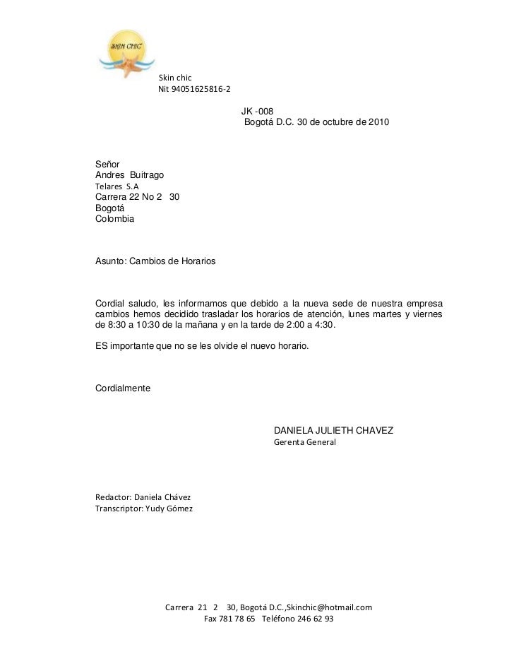 Carta Cambio De Horario Laboral Por Estudios  New Sample p