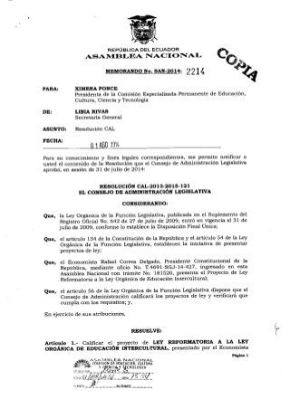 Resolución CAL Memorando 2014-2214