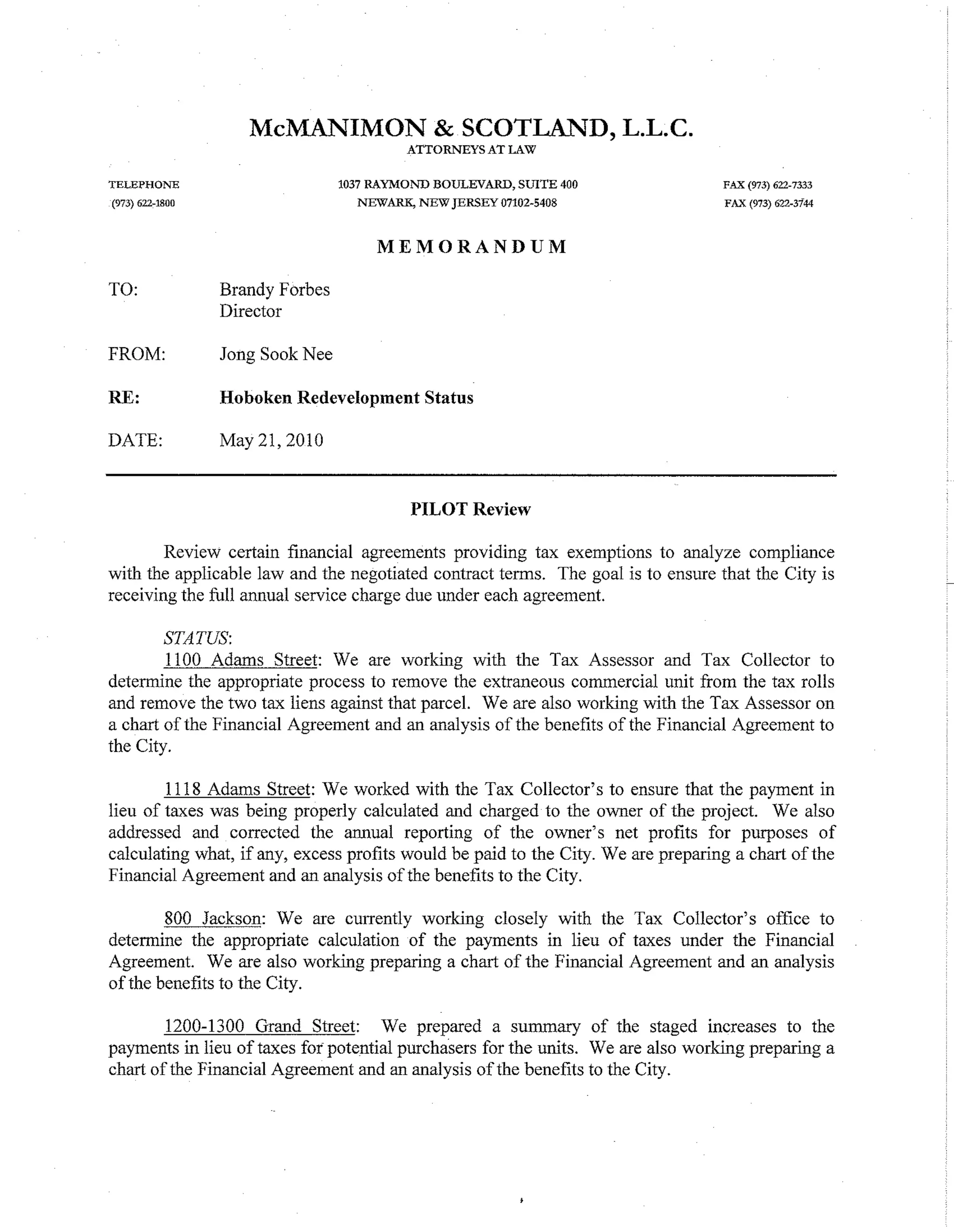 Memorandum 6-16-10 hoboken