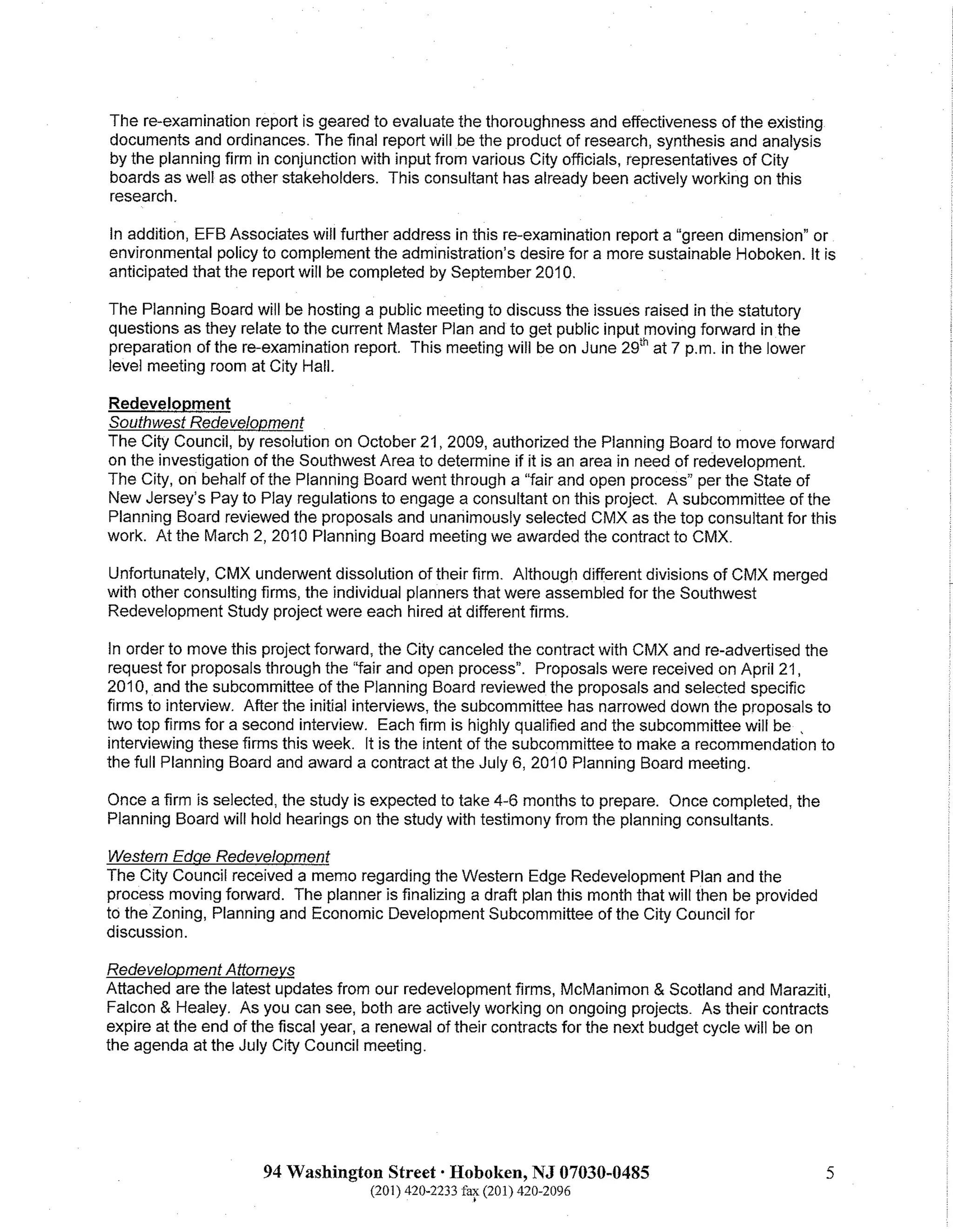 Memorandum 6-16-10 hoboken