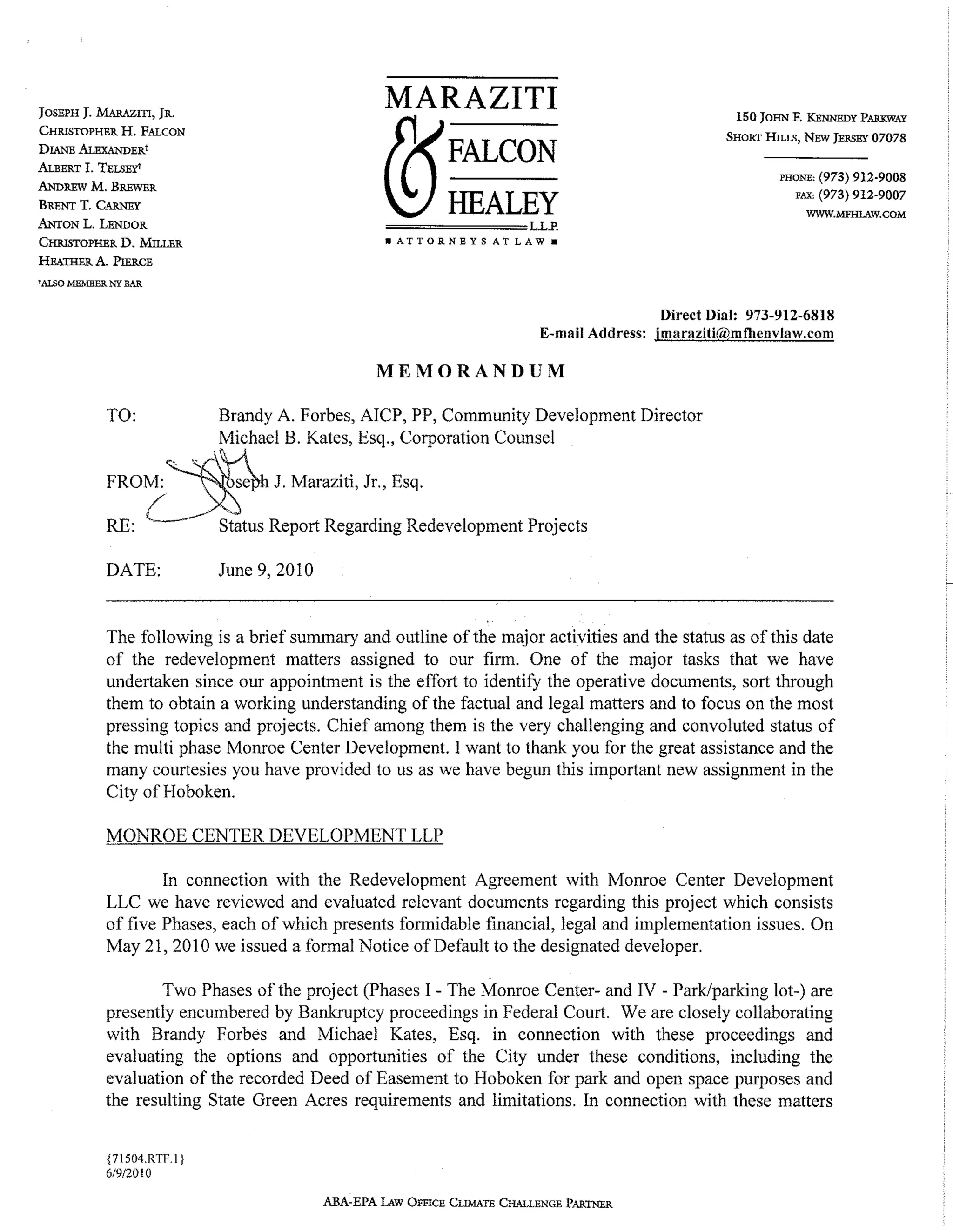 Memorandum 6-16-10 hoboken