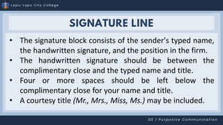 Memo Signature Block Example WRITING A MEMORANDUM and BUSINESS LETTERS | PDF