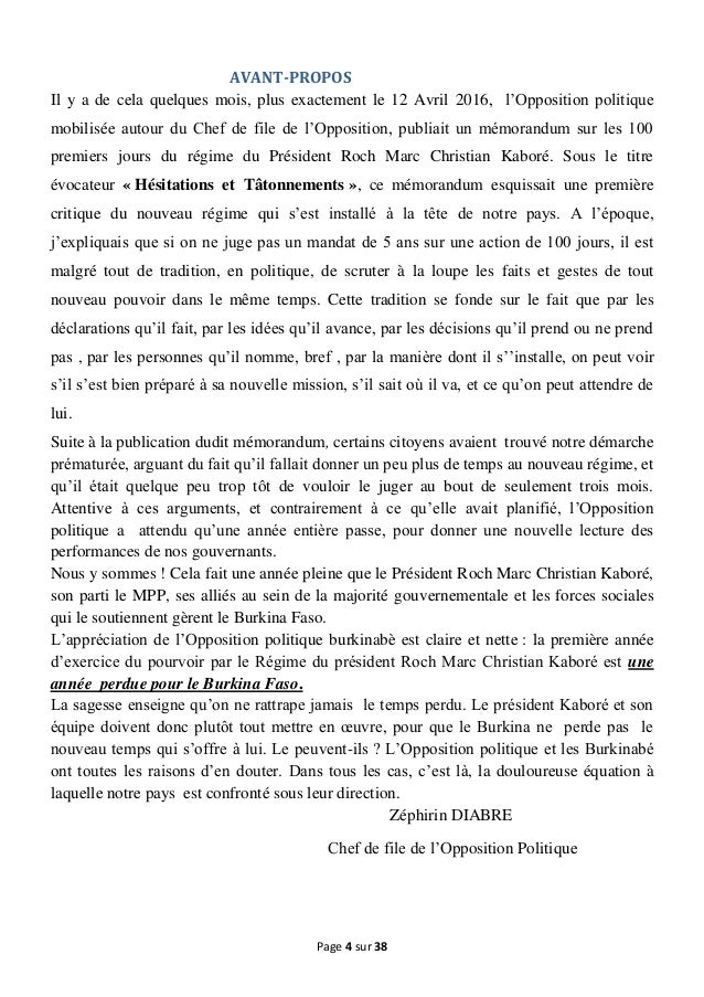 Memorandum De L Opposition Sur Un An Du Regime Kabore Burkina Pdf Memorandum De L Opposition Sur Un An Du Regime Kabore Burkina Pdf