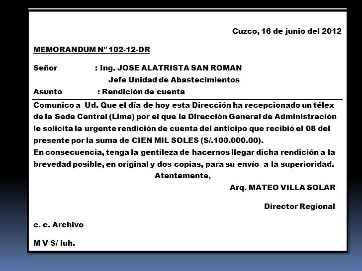 memorandum diapositivas formato de memo