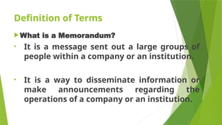 Operating Memorandum Definition MEMORANDUM OF A FIELDTRIP fieldtrip memorandum | PPTX