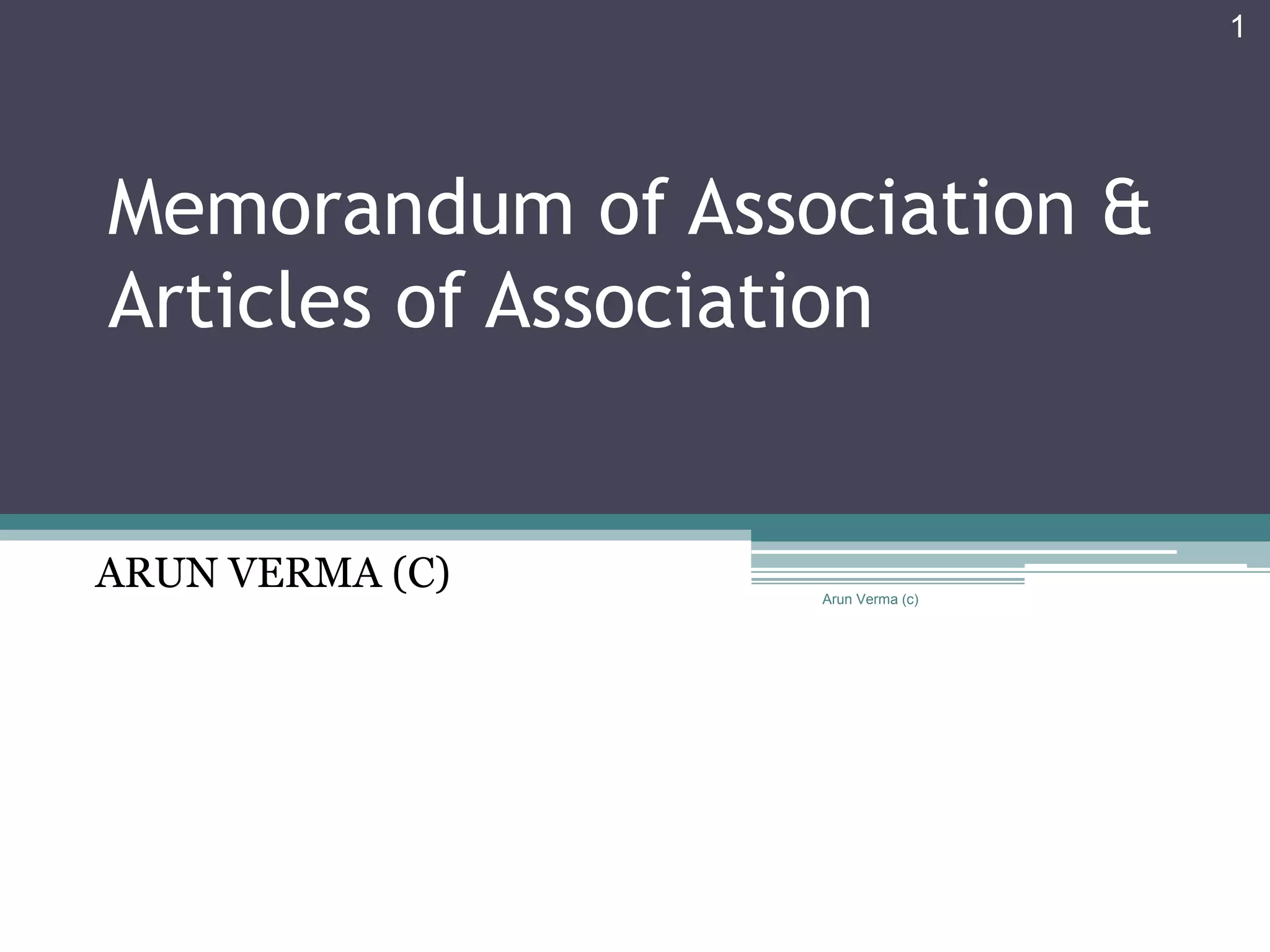 Memorandum of association and articles of association | PPTX