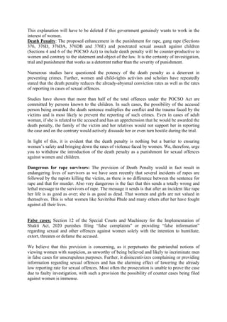 This explanation will have to be deleted if this government genuinely wants to work in the
interest of women.
Death Penalt...