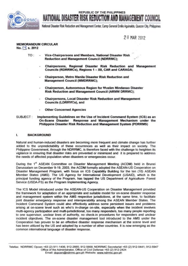 Memo Re-implementing Guidelines on the use of ICS