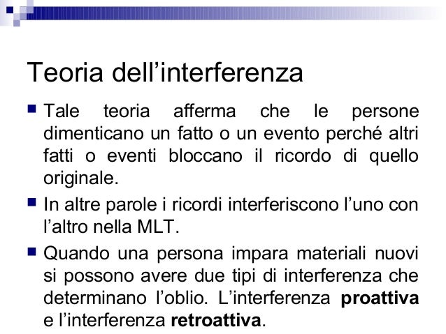 Risultati immagini per teoria dell'interferenza oblio