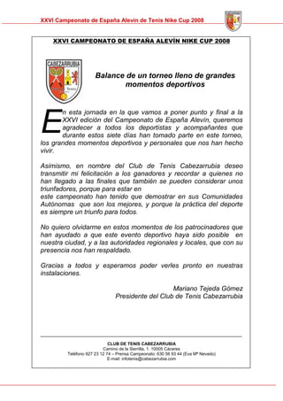 Memoria Cto Spain Alevin