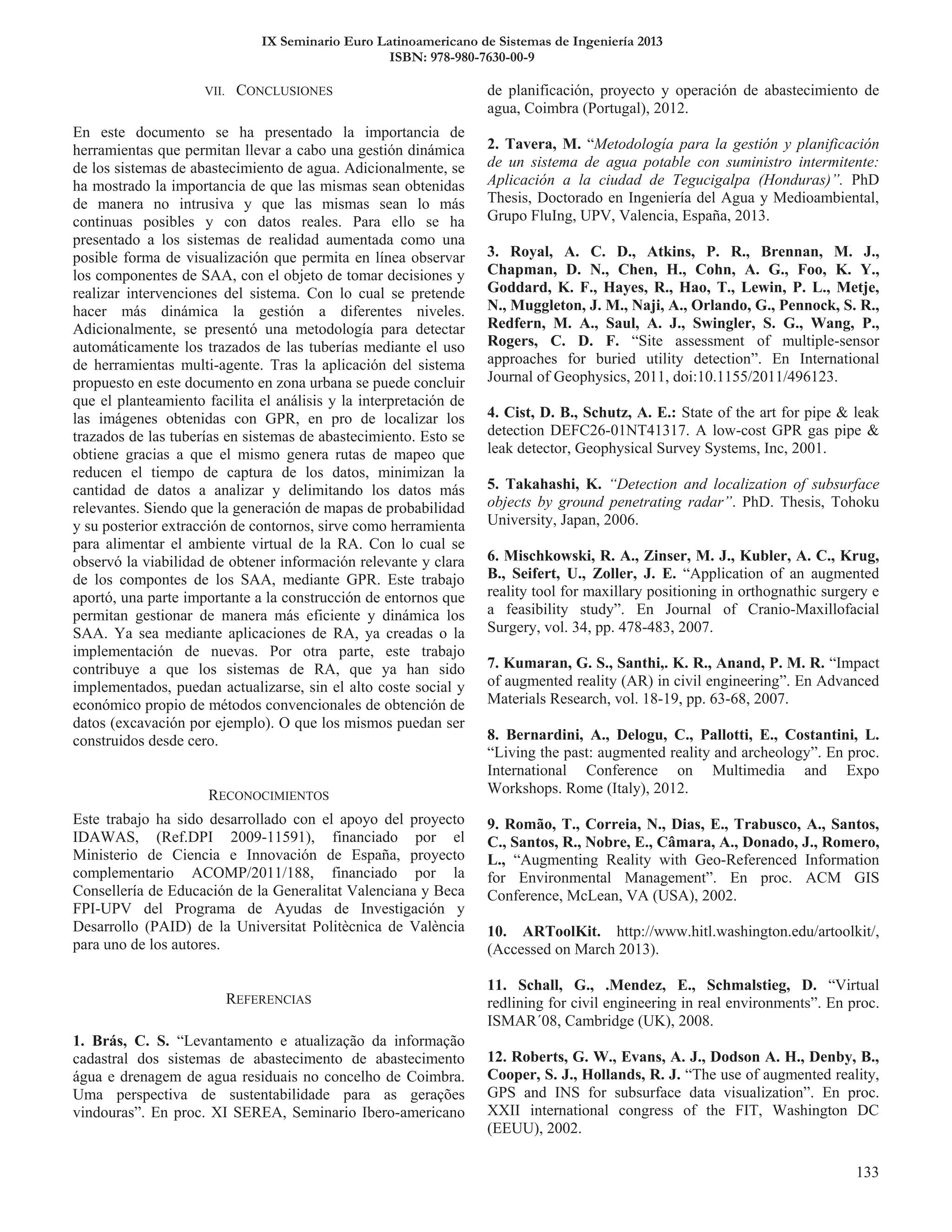 IX Seminario Euro Latinoamericano de Sistemas de Ingeniería 2013
ISBN: 978-980-7630-00-9
 