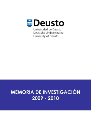 MEMORIA DE INVESTIGACIÓN
      2009 - 2010
 