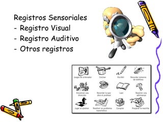 Registros Sensoriales
- Registro Visual
- Registro Auditivo
- Otros registros
 