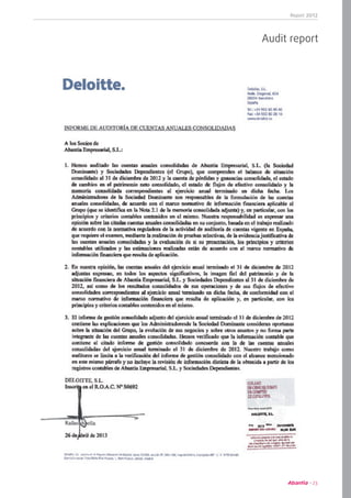 Report 2012
23
Audit report
 