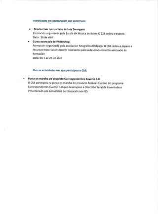 Memoria actividades cs 2014