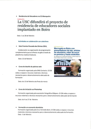 Memoria actividades cs 2014