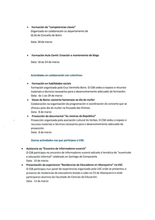 Memoria actividades cs 2014