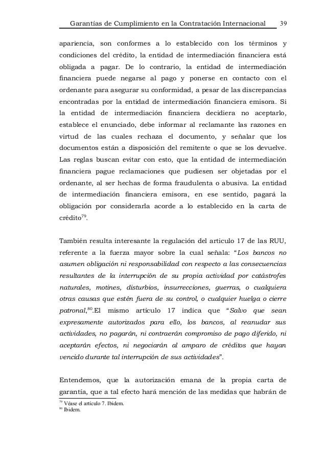 Garantías de Cumplimiento en la Contratación Internacional
