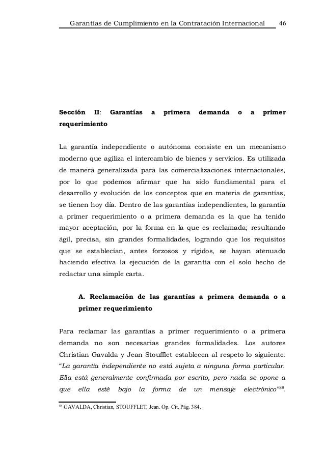 Garantías de Cumplimiento en la Contratación Internacional