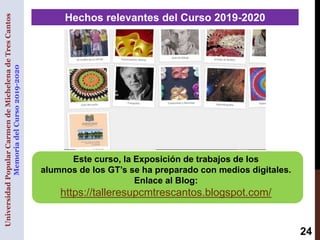 UniversidadPopularCarmendeMichelenadeTresCantos
MemoriadelCurso2019-2020
24
Hechos relevantes del Curso 2019-2020
Este cur...