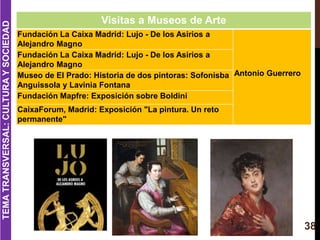 38
TEMATRANSVERSAL:CULTURAYSOCIEDAD
Visitas a Museos de Arte
Fundación La Caixa Madrid: Lujo - De los Asirios a
Alejandro ...