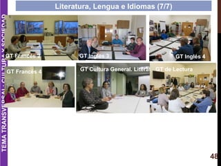 48
Literatura, Lengua e Idiomas (7/7)TEMATRANSVERSAL:CULTURAYSOCIEDAD
GT Inglés 4GT Inglés 3
GT Francés 4
GT Francés 2
GT ...