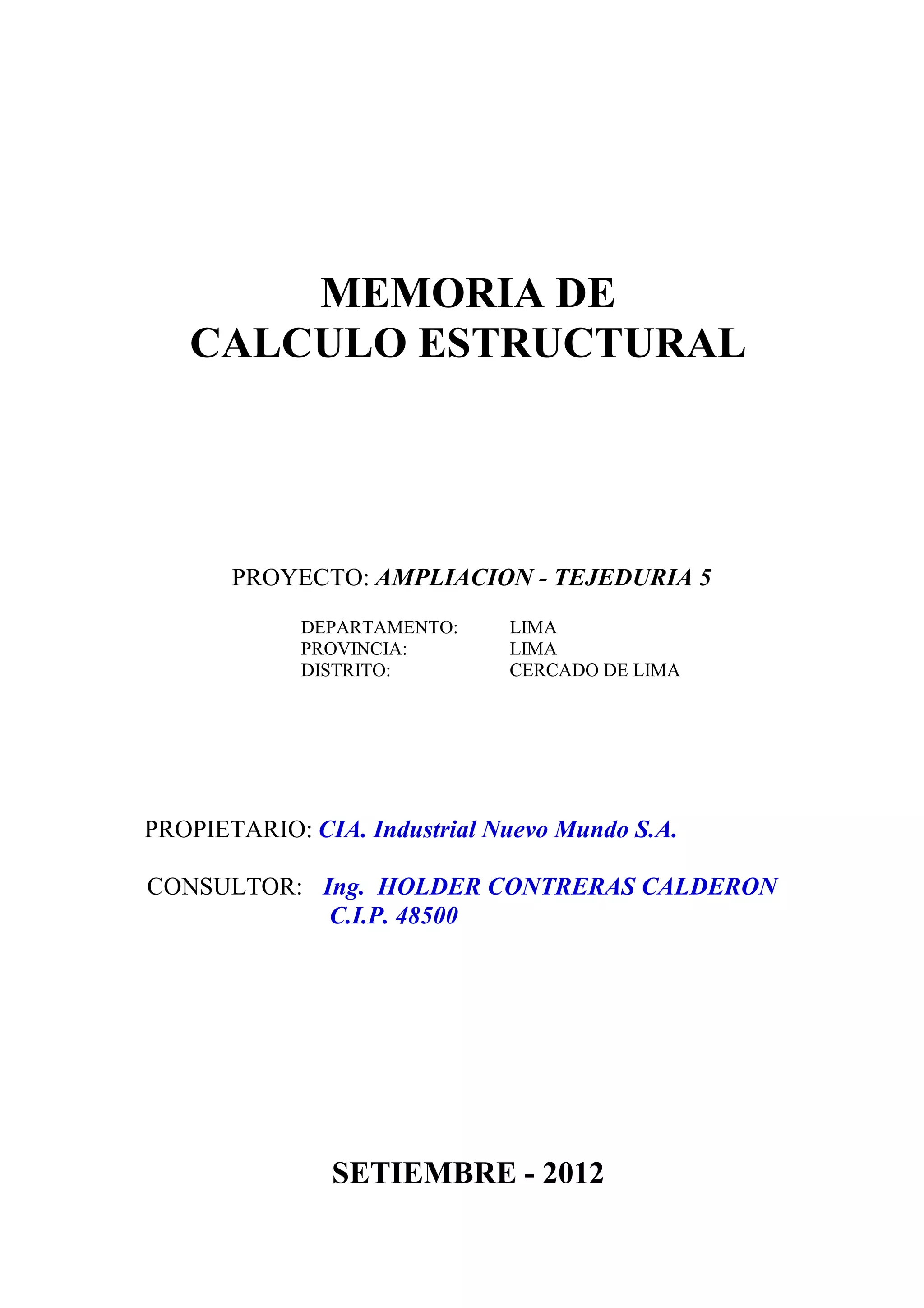 Memoria de calculo estructural metalica | PDF