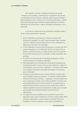 Memoria de la coordinación de coeducación