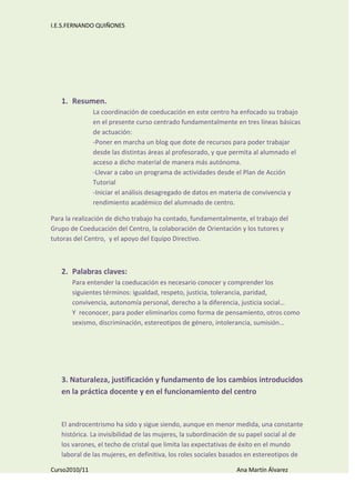 Memoria de la coordinación de coeducación