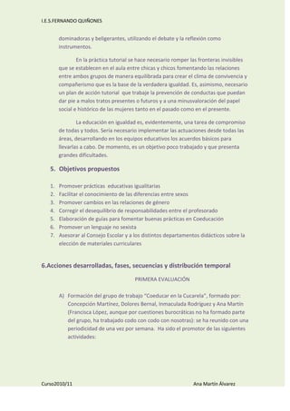 Memoria de la coordinación de coeducación
