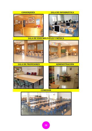 CONSERJERÍA               SALA DE INFORMÁTICA




        SALA DE USOS MÚLTIPLES Y MÚSICA




SALA DE PROFESORES              ADMINISTRACIÓN




                     COMEDOR




                       28
 