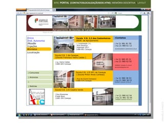 SITE| PORTAL (CONTACTOSLOCALIZAÇÃOSEDE.HTM)| MEMÓRIA DESCRITIVA | LAYOUT




     Agrupamento de Escolas de Caneças Escolas de Caneças
                       Agrupamento de
               Mapa do site


|Início                                              Escola E.B. 2,3 dos Castanheiros   |Contatos
|Inst. Autonomia                                    |SEDE de Agrupamento
|Moodle                                             | | Localização (+)                 | Tel 21 981 81 50
                               IMAGEM               | Rua Olivença                      | Fax 21 980 61 12
|Ligações                                           | Apartado 2017
                               120X100
|Contatos                                           |1686-801 Caneças                   secretaria@eb23-castanheiros.rcts.pt


|Localização
                              Escola E.B. 1 de Caneças
                              |[Escola Francisco Vieira Caldas ]
                                                                                        | Tel 21 980 45 31
                              | Lg. Vieira Caldas                             IMAGEM    | Fax 21 980 92 50
                              |1685-605 Caneças                               120X100   info@eb1-canecas-n1.rcts.pt
                                                                                        eb1canecas@gmail.com



 | Concursos                                         Escola E.B. 1/JI Nº1 de Caneças
                                                     | [Escola Pintor Alves Cardoso]
 | Anúncios                                                                             | Tel 21 980 38 53
                               IMAGEM               | Rua da Guiné (Campos)
                                                    |1685-475 Caneças                   | Fax 21 980 38 53
 |                             120X100                                                  info@eb1-canecas-n2rcts.pt


 | Notícias
                              Escola E.B. 1/JI Cesário Verde

                              | Rua Alvarense
                              |Casal Novo                                               | Tel 21 980 62 54
                                                                          IMAGEM
                              |1685-394 Caneças                                         | Fax 21 981 52 05
                                                                          120X100        info@eb1-canecas-n3rcts.pt




                                                                                                                               ANABELA RAMOS
 