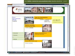 SITE| PORTAL (CONTACTOS LOCALIZAÇÃOSEDE.HTM)| MEMÓRIA DESCRITIVA | LAYOUT




     Agrupamento de Escolas de Caneças
               Mapa do site


|Início                                                         Escola E.B. 2,3 dos Castanheiros
|Inst. Autonomia                                               |SEDE de Agrupamento
|Moodle                                                                     |Contatos | Localização (+)              | Tel 21 981 81 50
                                                                                                 | Rua Olivença
|Ligações                                                                                        | Apartado 2017     | Fax 21 980 61 12
                                                                                                 |1686-801 Caneças
                                                                                                                     | secretaria@eb23-castanheiros.rcts.pt



                               Escola E.B. 1 de Caneças
                               |(Escola Francisco Vieira Caldas )
                               |Contatos |Localização
                                                                                                 IMAGEM
                                                                                                 120X100



 | Concursos                                                   Escola E. B. 1/JI Nº1 de Caneças
                                                               | (Escola Pintor Alves Cardoso)
 | Anúncios                                                    |Contatos |Localização
                                 IMAGEM
 |                               120X100

 | Notícias

                               Escola E.B1/JI Cesário Verde
                               Contatos |Localização
                                                                                             IMAGEM
                                                                                             120X100




                                                                                                                                                              ANABELA RAMOS
 