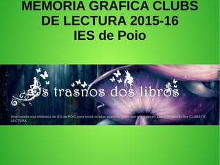 MEMORIA GRÁFICA CLUBS
DE LECTURA 2015-16
IES de Poio
 