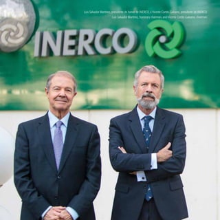 Luis Salvador Martínez, presidente de honor de INERCO, y Vicente Cortés Galeano, presidente de INERCO.
Luis Salvador Martínez, honorary chairman, and Vicente Cortés Galeano, chairman.
 