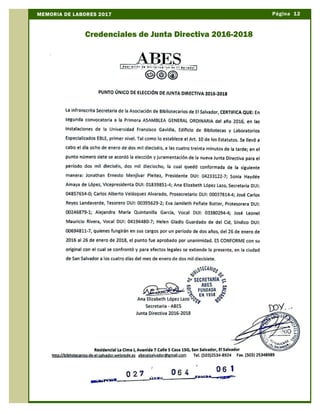 Página 12MEMORIA DE LABORES 2017
Credenciales de Junta Directiva 2016-2018
 