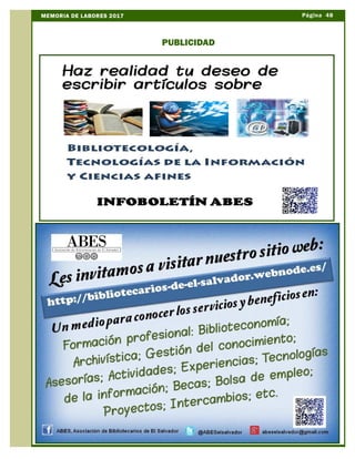 Página 48MEMORIA DE LABORES 2017
PUBLICIDAD
 