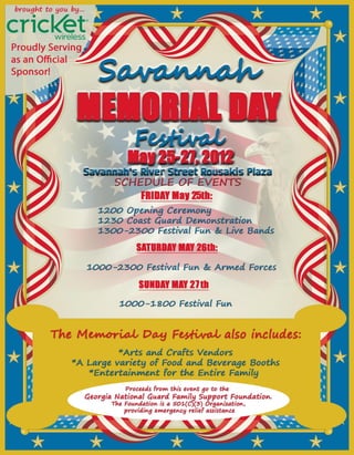 May 25-27th-12th Annual Savannah Memorial Day Festival at River Street!