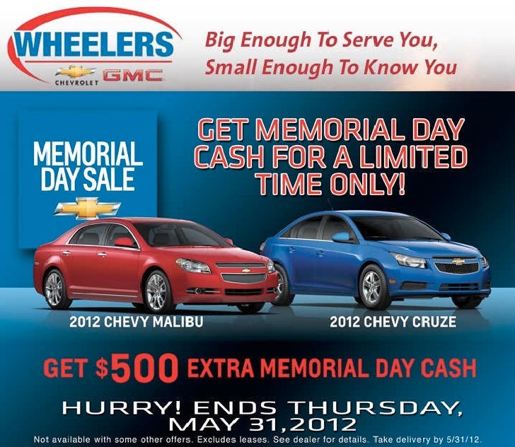 Memorial Day Special at Wheelers Chevrolet GMC Chevy dealer serving
