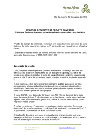 Memorial descritivo - projeto comercial | DOCX