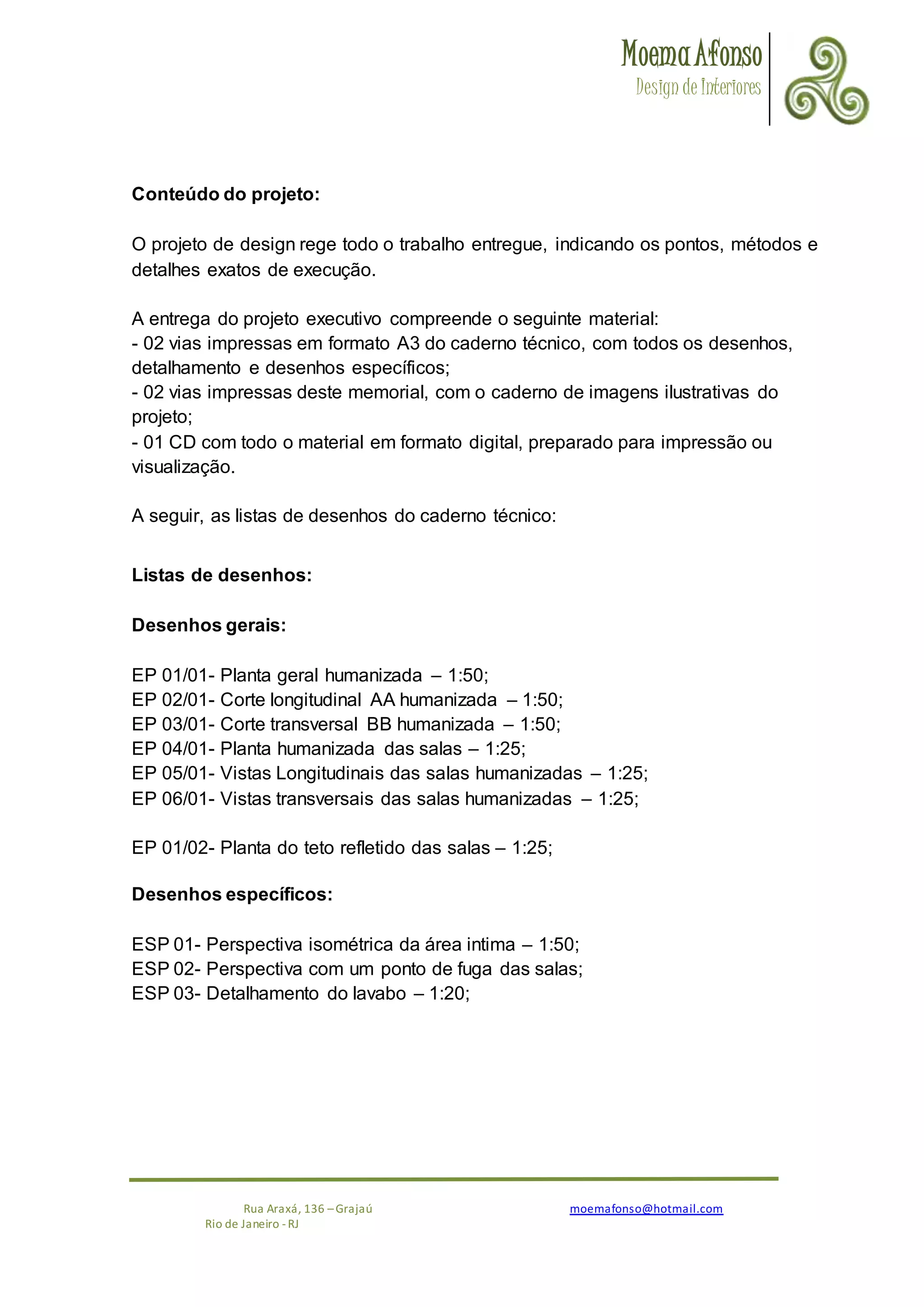 Memorial Descritivo Residencial - Projeto II | PDF