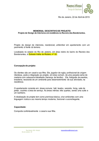 Memorial Descritivo Residencial - Projeto II | DOCX