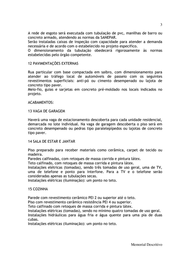 Memorial descritivo unidade_residencial | PDF