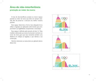 Área de não-interferência
proteção ao redor da marca


   A área de não-interfência consiste no menor espaço
possível ao redor da marca que deve ser sempre man-
tida, afim de preservar a estrutura da melhor maneira
possível.
   Esse espaço determina a forma mais adequada de se
utilizar o logotipo em aplicações sobre fundos que com-
prometam sua legibilidade, compreensão e associação.
   Esse espaço é definido pela tamanho da letra “o”. Esta
medida é adicionada aos cantos horizontal e vertical, e ao
nome da marca, para que essa mantenha também uma
distância em relação ao logotipo, o que valoriza a sua
construção.
  Nenhum elemento ou texto, deve ser aplicado dentro
dessa área.




                                                             22
 