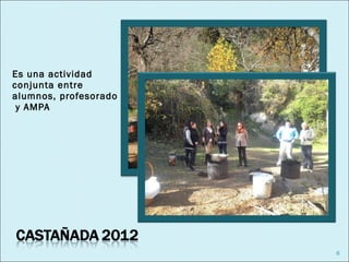Es una actividad
conjunta entre
alumnos, profesorado
 y AMPA




                       6
 
