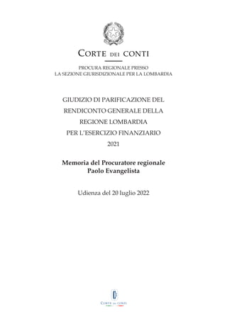 Memoria del procuratore generale della Corte dei Conti sul ...