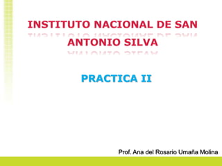 INSTITUTO NACIONAL DE SAN ANTONIO SILVA PRACTICA II Prof. Ana del Rosario Umaña Molina 